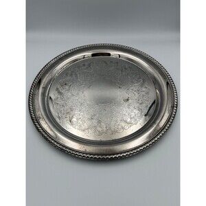 Vintage WM Rogers Silver Plated Large 15" Round Serving Tray Platter #272